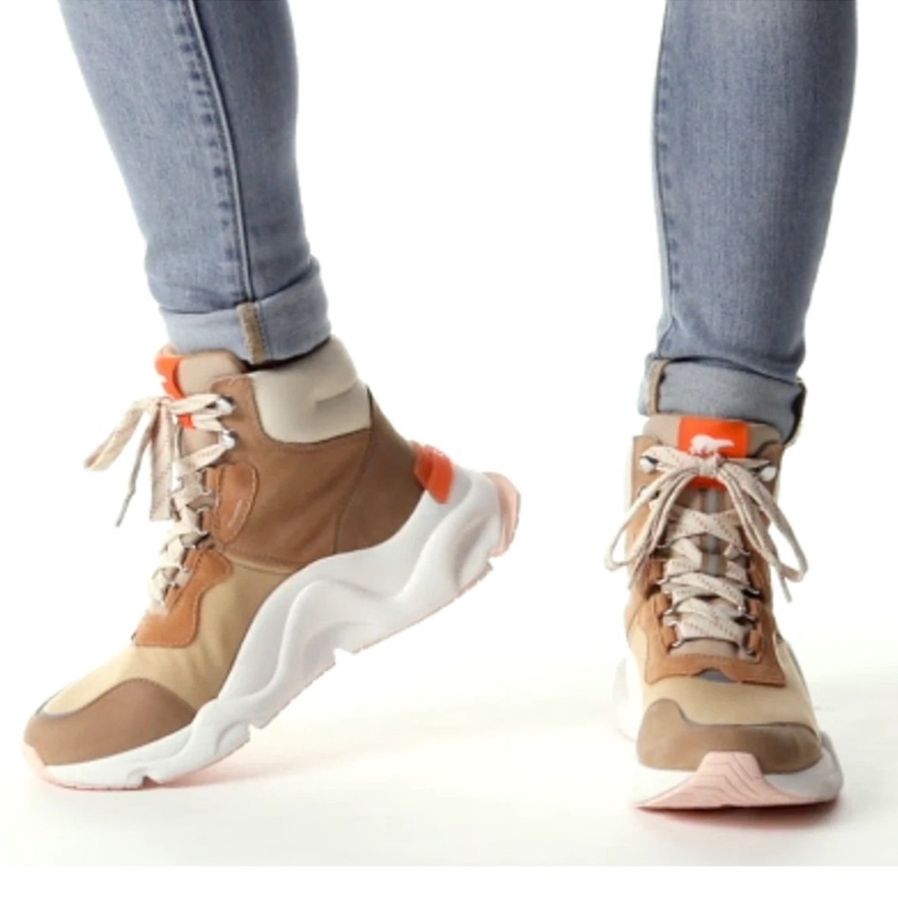 SOREL Kinetic RNEGED Conquest women’s Boot Lace-Up Waterproof Sneakers, Tan - Picture 2 of 12
